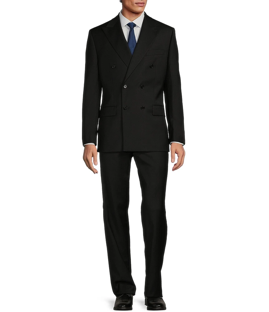 Hickey Freeman Classic Fit Flat Front Double-Breasted Solid Pattern 2-Piece Suit