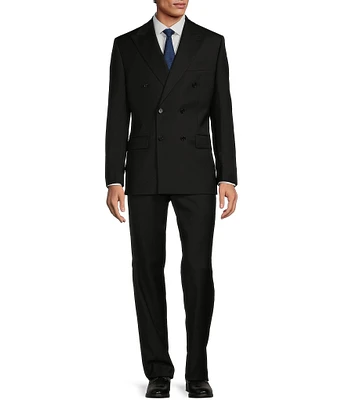 Hickey Freeman Classic Fit Flat Front Double-Breasted Solid Pattern 2-Piece Suit