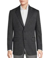 Hickey Freeman Classic Fit Plaid Knit Pattern Sport Coat