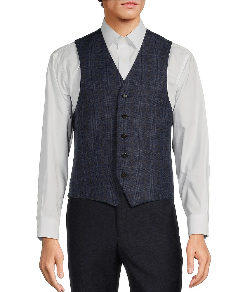 Hickey Freeman Classic Fit Tonal Plaid Pattern Vest