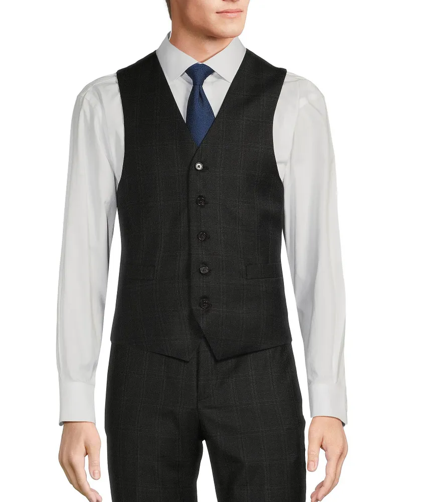 Hickey Freeman Classic Fit Windowpane Pattern Vest