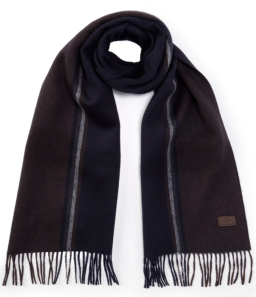 Hickey Freeman Color Block/Striped Double-Face Merino Wool Scarf