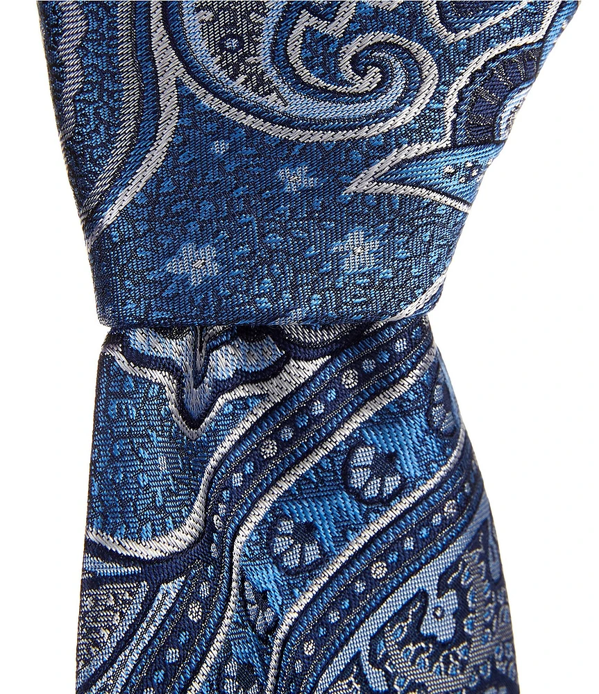Hickey Freeman Exploded Paisley 3 1/4#double; Woven Silk Tie