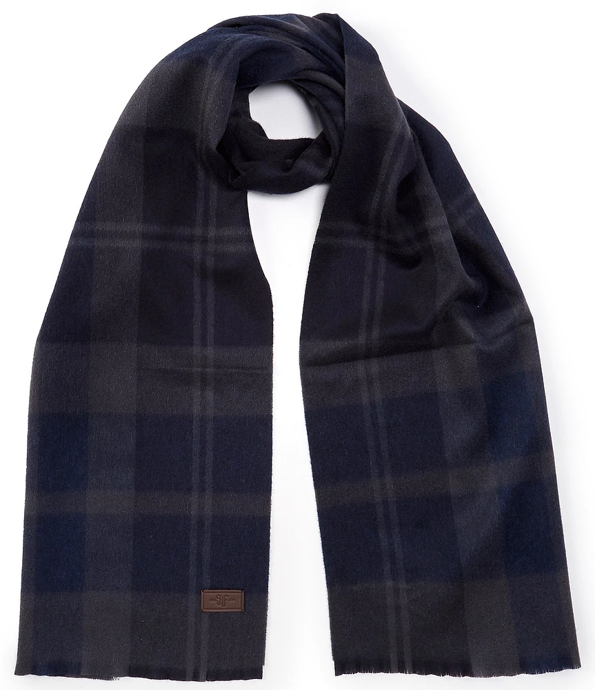 Hickey Freeman Exploded Plaid Cashmere Scarf