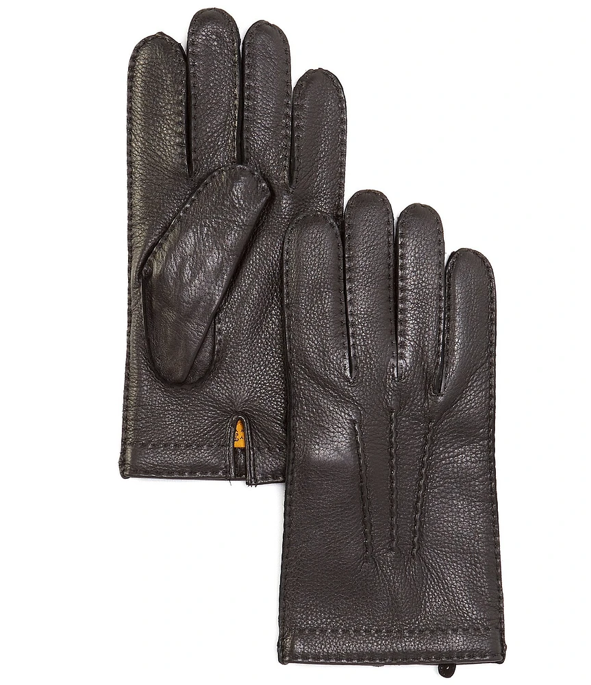 Hickey Freeman Hand-Stitched Deerskin Leather & Cashmere Gloves