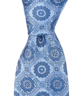 Hickey Freeman Medallion 3#double; Woven Silk Tie