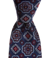 Hickey Freeman Medallion Print 3 1/4#double; Woven Silk Tie