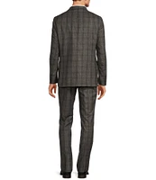 Hickey Freeman Modern Fit Flat Front Flannel Plaid Pattern 2-Piece Suit