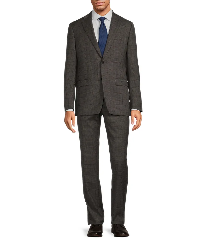 Hickey Freeman Modern Fit Flat Front Plaid Pattern 2-Piece Suit