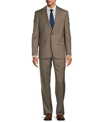 Hickey Freeman Modern Fit Notch Lapel Flat Front Sharkskin Pattern 2-Piece Suit
