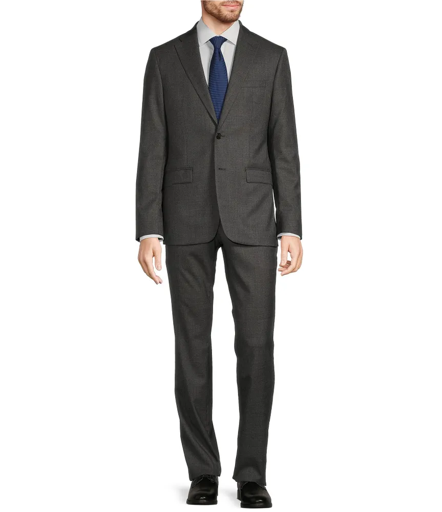 Hickey Freeman Modern Fit Flat Front Sharkskin Pattern 2-Piece Suit