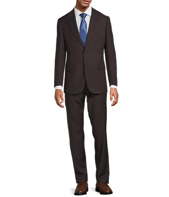 Hickey Freeman Modern Fit Flat Front Peak Lapel Solid 2-Piece Suit
