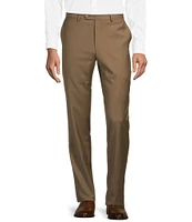 Hickey Freeman Modern Fit Flat-Front Solid Dress Pants