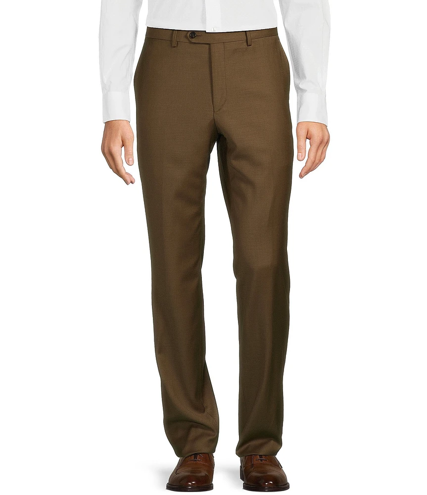 Hickey Freeman Modern Fit Flat-Front Solid Dress Pants