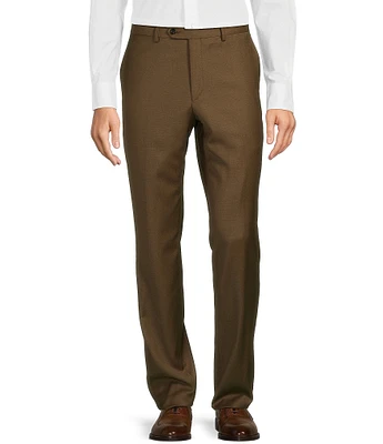 Hickey Freeman Modern Fit Flat-Front Solid Dress Pants