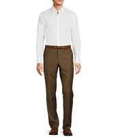 Hickey Freeman Modern Fit Flat-Front Solid Dress Pants