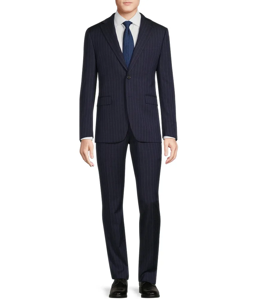 Hickey Freeman Modern Fit Flat Front Stripe Pattern 2-Piece Suit