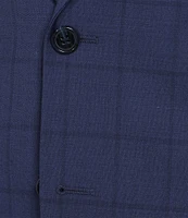 Hickey Freeman Modern Fit Flat Front Windowpane 2 Piece Suit