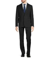 Hickey Freeman Modern Fit Flat Front Notch Lapel Windowpane Pattern 2-Piece Suit