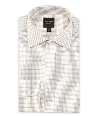 Hickey Freeman Modern Fit Spread Collar Grid Checked Dress Shirt