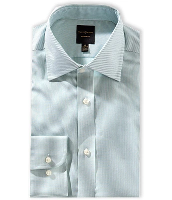 Hickey Freeman Modern Fit Spread Collar Striped Print Dress Shirt