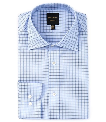 Hickey Freeman Modern Fit Spread Collar Grid Dobby Dress Shirt