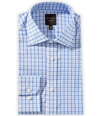 Hickey Freeman Modern Fit Spread Collar Tonal-Plaid Pattern Dress Shirt
