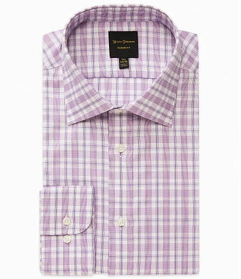 Hickey Freeman Modern Fit Spread Collar Tonal Plaid Woven Dress Shirt