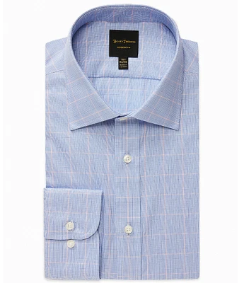 Hickey Freeman Modern Fit Spread Collar Windowpane Plaid Woven Dress Shirt