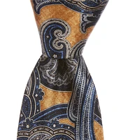 Hickey Freeman Paisley Print 3 1/4#double; Woven Silk Tie