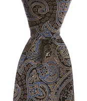 Hickey Freeman Paisley Printed 3 1/4#double; Woven Silk Tie