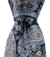 Hickey Freeman Paisley Printed 3#double; Silk Tie