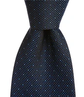 Hickey Freeman Pin Dot 3 1/4#double; Woven Silk Tie