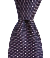 Hickey Freeman Pin Dot 3 1/4#double; Woven Silk Tie