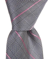 Hickey Freeman Prince Of Wales Plaid 3 1/4#double; Woven Silk Tie