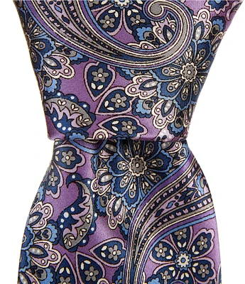 Hickey Freeman Printed Flower 3 1/4#double; Woven Silk Tie