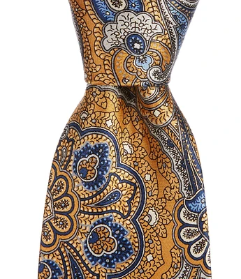 Hickey Freeman Printed Paisley 3 1/4#double; Silk Tie