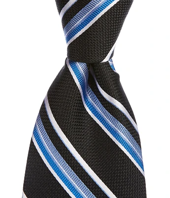 Hickey Freeman Stripe 3 1/4#double; Woven Silk Tie