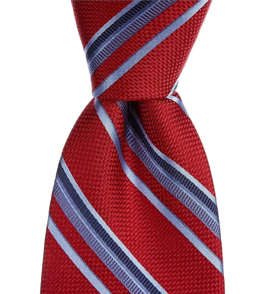 Hickey Freeman Stripe 3 1/4#double; Woven Silk Tie