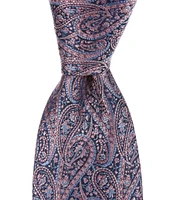 Hickey Freeman Tossed Paisley 3#double; Woven Silk Tie