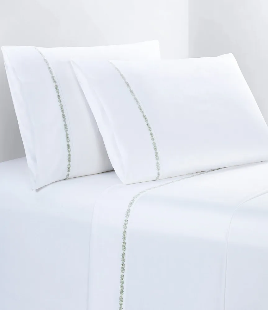 HiEnd Accents 350-Thread Count Laurel Embroidered Border Sheet Set