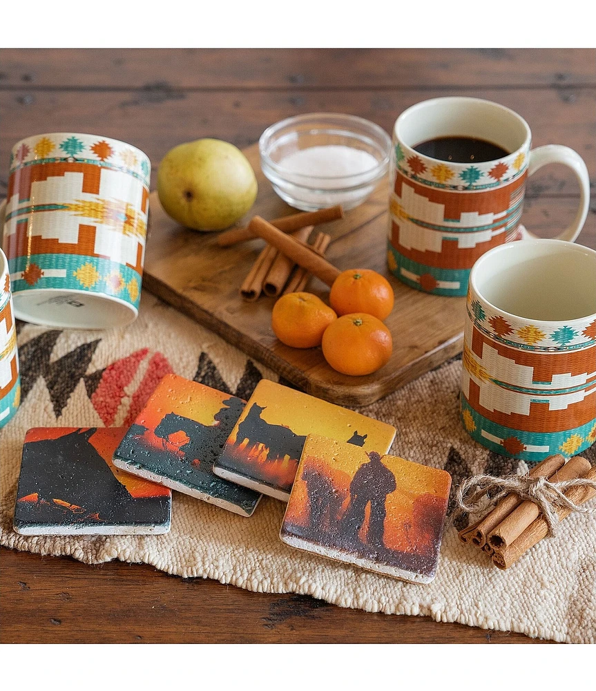 HiEnd Accents 8-Piece Pueblo Southwestern Mug & Cowboy Sunset Coasters Set