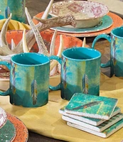 HiEnd Accents 8-Piece Tossed Feather Mug and Coaster Set