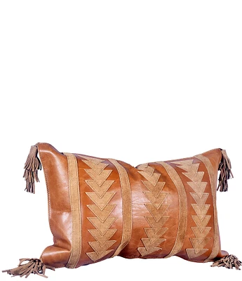 HiEnd Accents Arrow Design Leather Pillow with Tassels