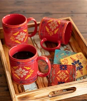 HiEnd Accents Bonita Collection Red Mug, Set of 4