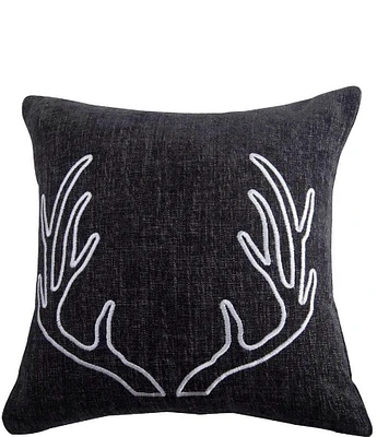 Paseo Road by HiEnd Accents Chenille Embroidered White Antlers Pillow