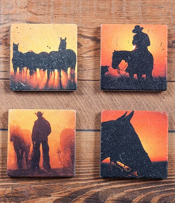 HiEnd Accents Cowboy Sunset Coasters, Set of 4