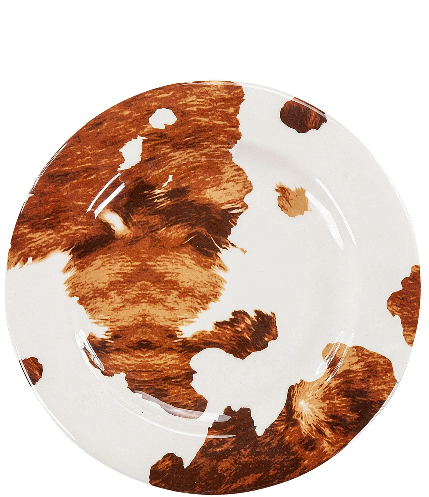 HiEnd Accents Elsa Cowhide Melamine Salad Plates, Set of 4