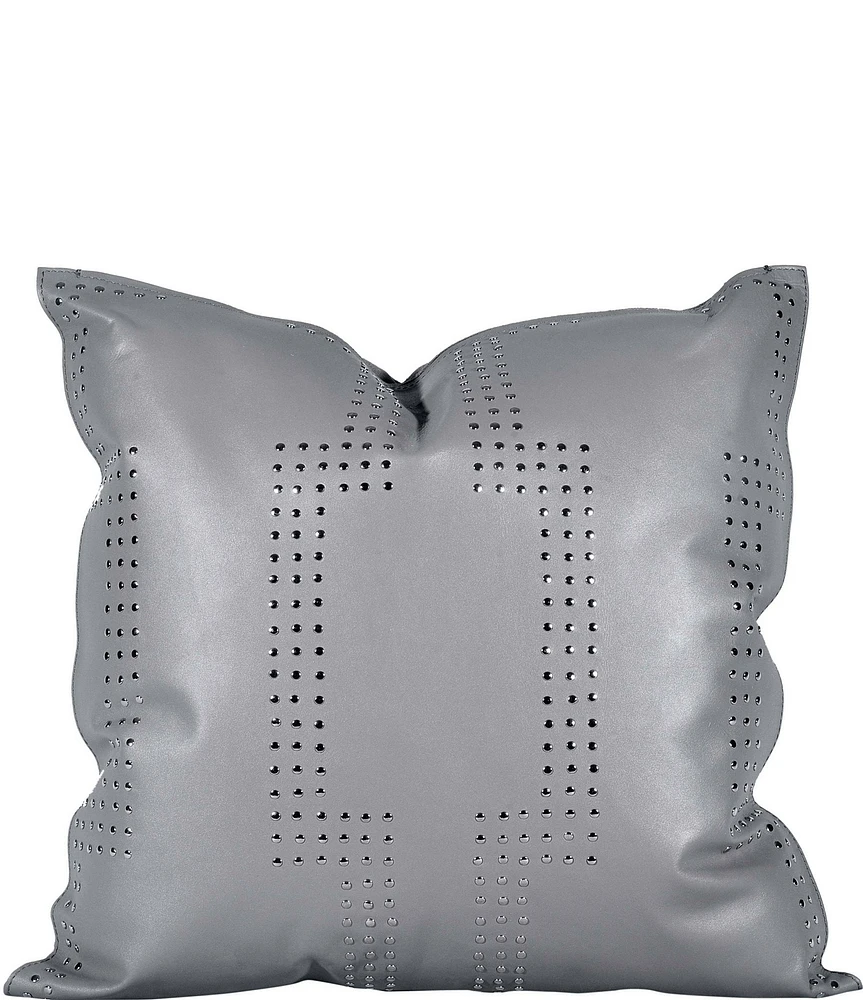 HiEnd Accents Geometric Studded Leather Square Pillow