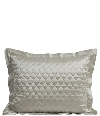 HiEnd Accents High Shine Quilted Quatrefoil Embroidered Pillow Sham, Set of 2